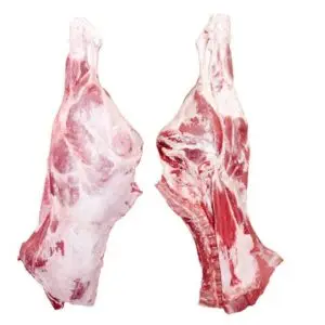 Frozen beef carcass halves and quarters in cold storage for bulk export